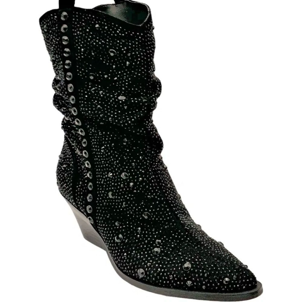 Jessica Simpson Zellya Black Studded Heeled Boots